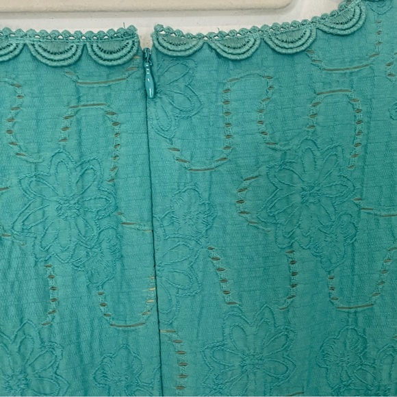 Sharon Young Springtime Sleeveless Turquoise Green Midi Dress Size 4 - Picture 7 of 9